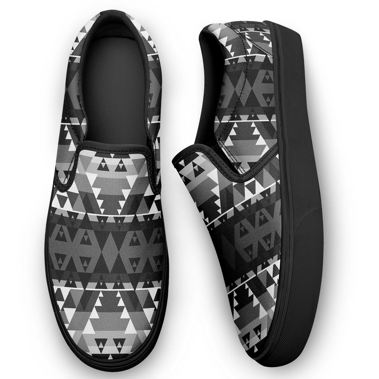 Writing on Stone Black and White Otoyimm Canvas Slip On Shoes 49 Dzine