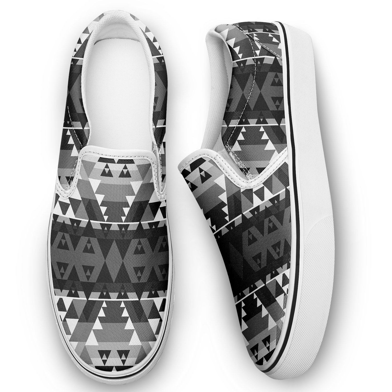 Writing on Stone Black and White Otoyimm Canvas Slip On Shoes 49 Dzine