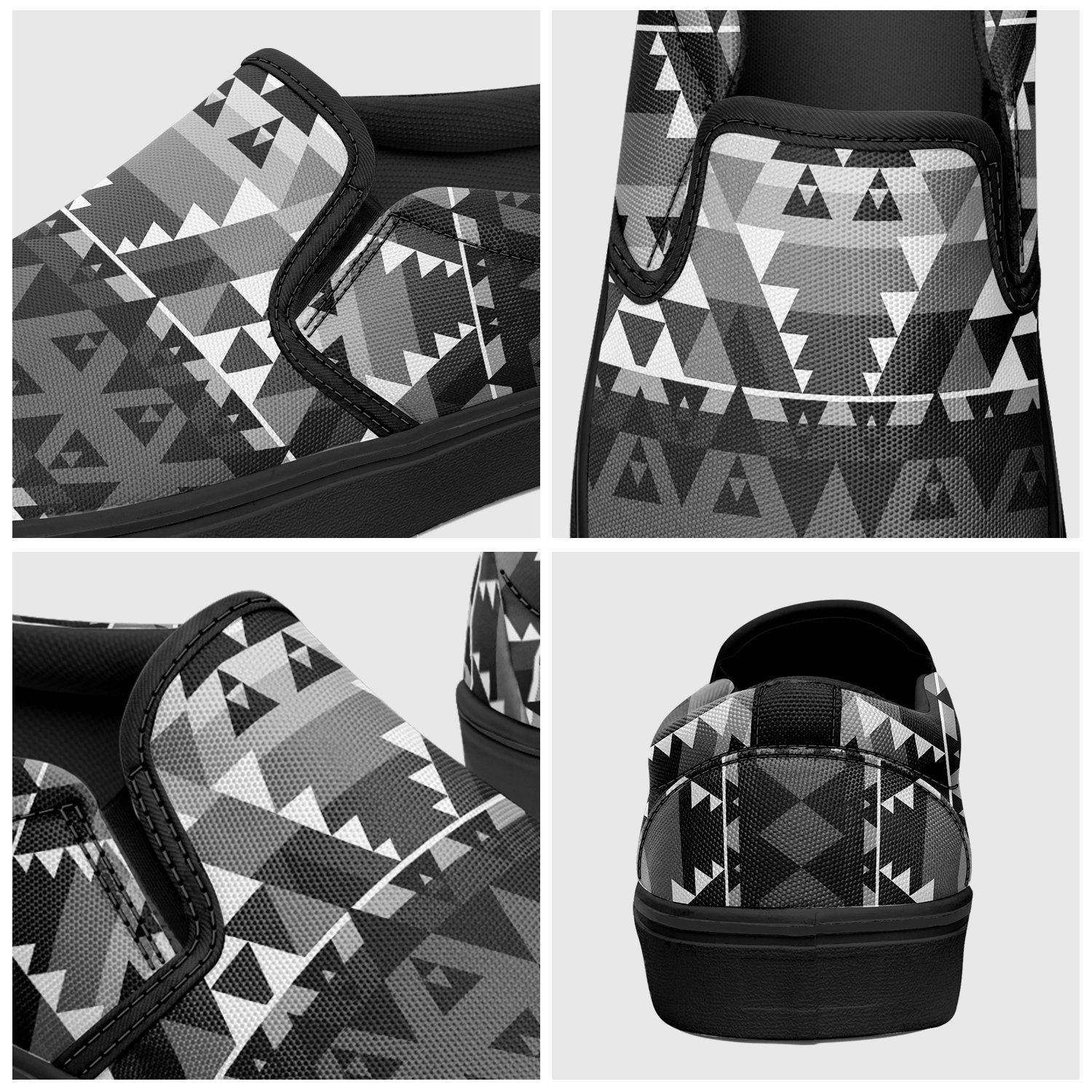 Writing on Stone Black and White Otoyimm Canvas Slip On Shoes 49 Dzine