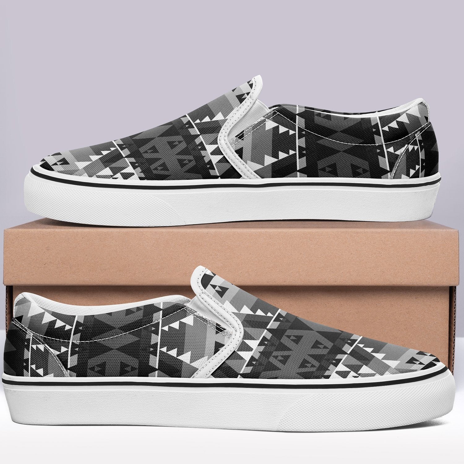 Writing on Stone Black and White Otoyimm Canvas Slip On Shoes 49 Dzine