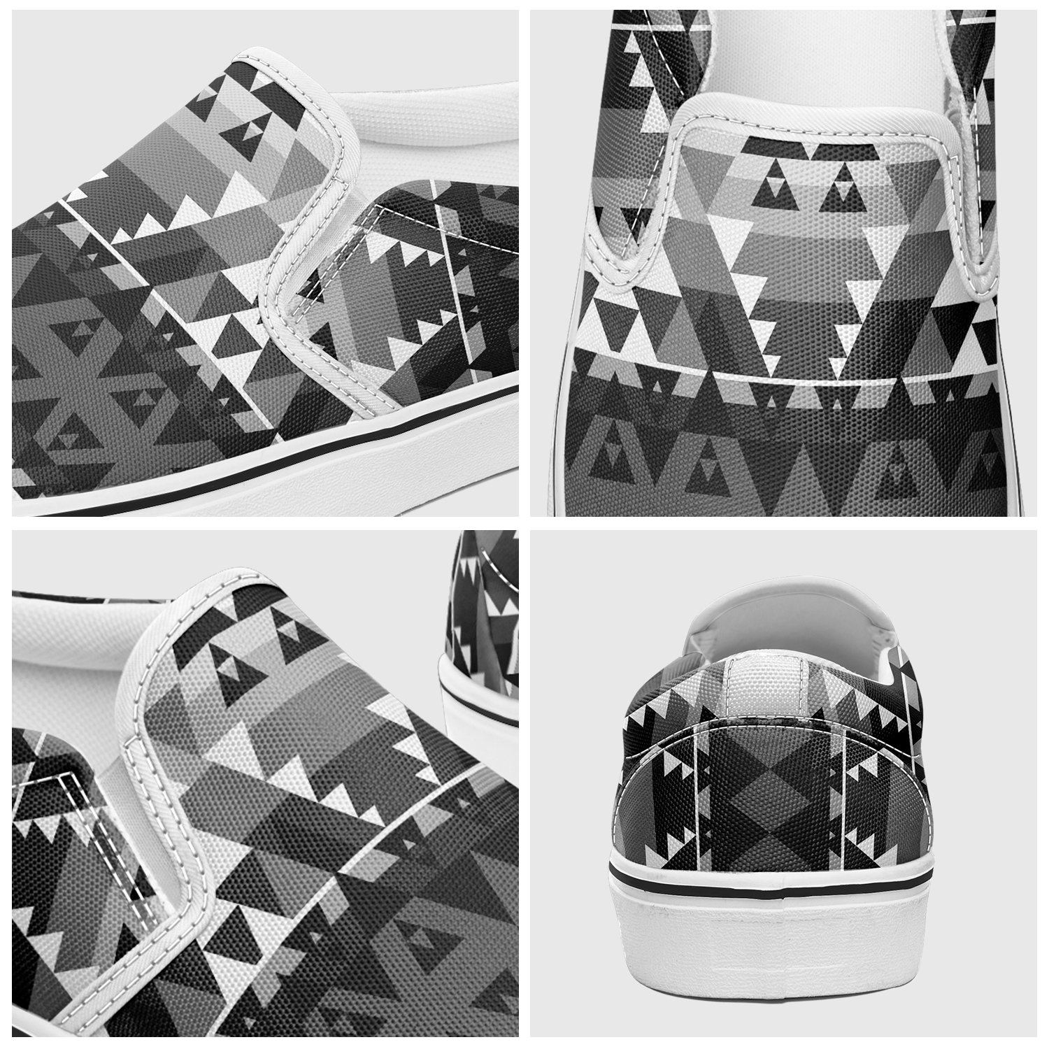 Writing on Stone Black and White Otoyimm Canvas Slip On Shoes 49 Dzine