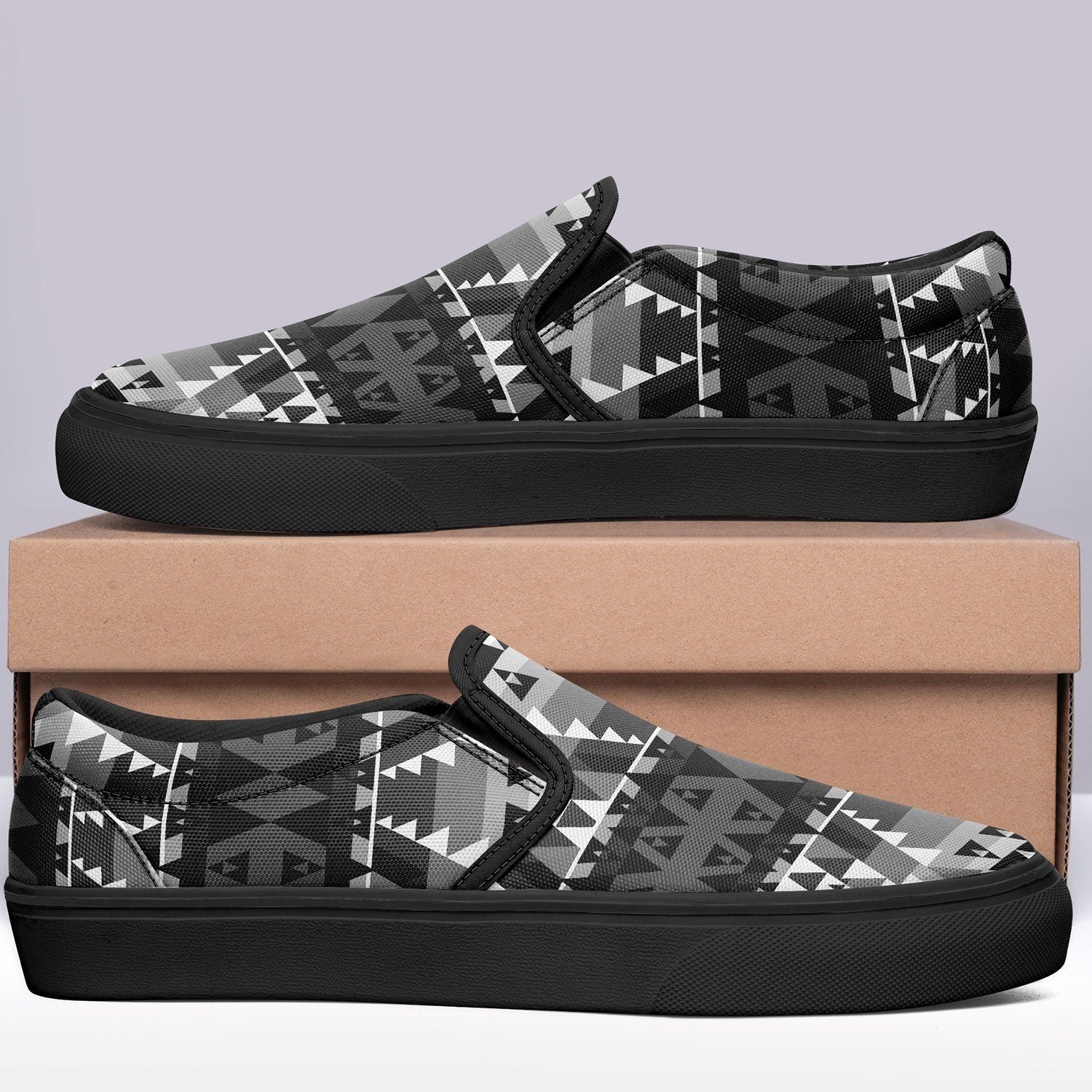 Writing on Stone Black and White Otoyimm Kid's Canvas Slip On Shoes 49 Dzine