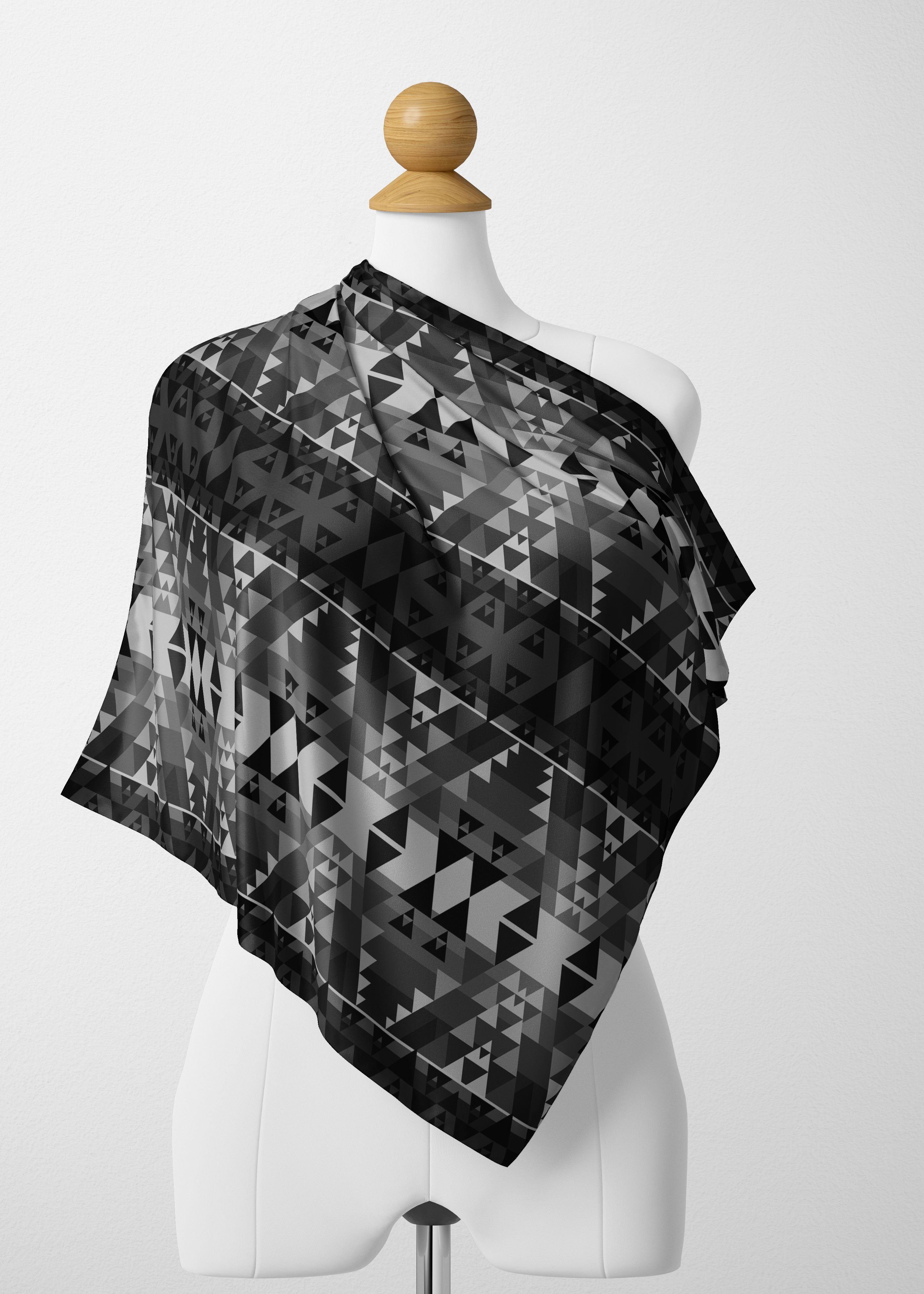 Writing on Stone Black and White Satin Shawl Scarf 49 Dzine