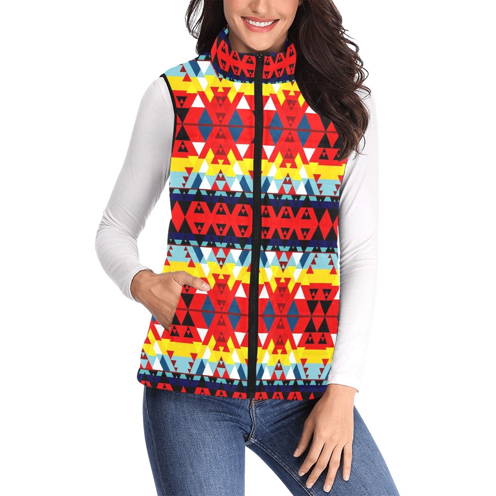 Writing on Stone Enemy Retreat Women's Padded Vest Jacket (Model H44) Women's Padded Vest Jacket (H44) e-joyer