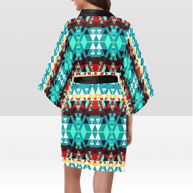 Writing on Stone Wheel Kimono Robe Artsadd