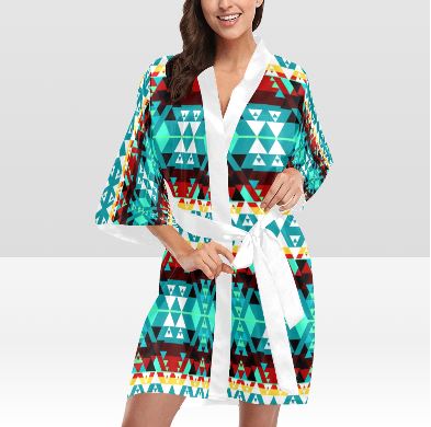 Writing on Stone Wheel Kimono Robe Artsadd