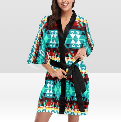 Writing on Stone Wheel Kimono Robe Artsadd