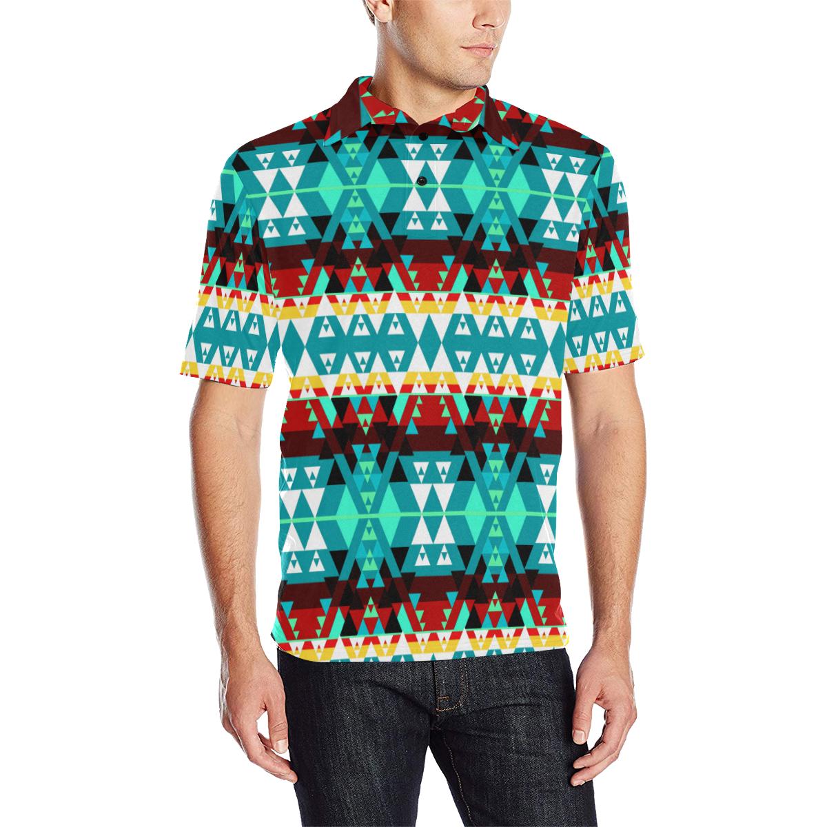 Writing on Stone Wheel Men's All Over Print Polo Shirt (Model T55) Men's Polo Shirt (Model T55) e-joyer
