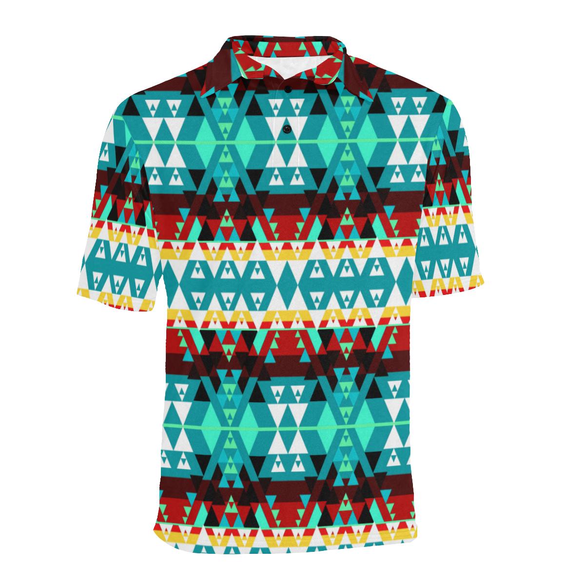 Writing on Stone Wheel Men's All Over Print Polo Shirt (Model T55) Men's Polo Shirt (Model T55) e-joyer