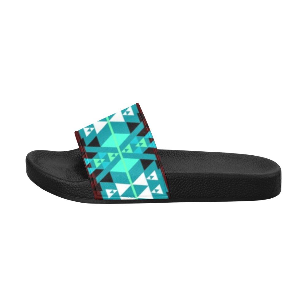 Writing on Stone Wheel Men's Slide Sandals (Model 057) Men's Slide Sandals (057) e-joyer