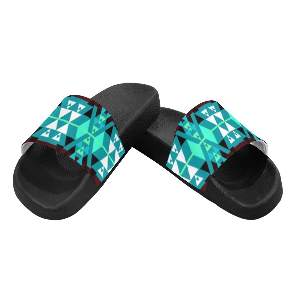 Writing on Stone Wheel Men's Slide Sandals (Model 057) Men's Slide Sandals (057) e-joyer