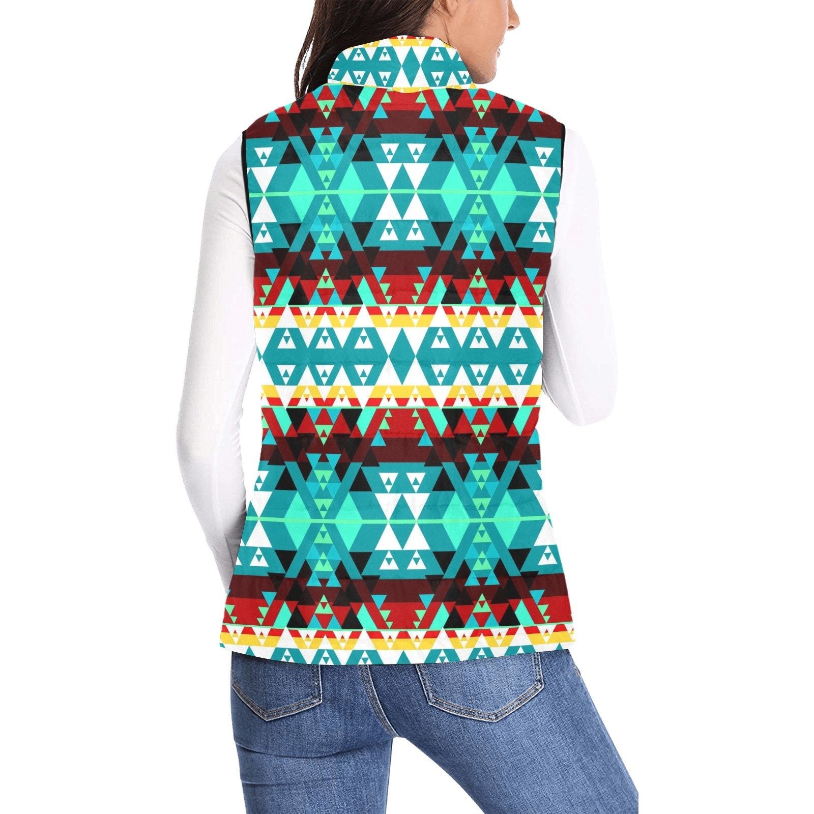 Writing on Stone Wheel Women's Padded Vest Jacket (Model H44) Women's Padded Vest Jacket (H44) e-joyer