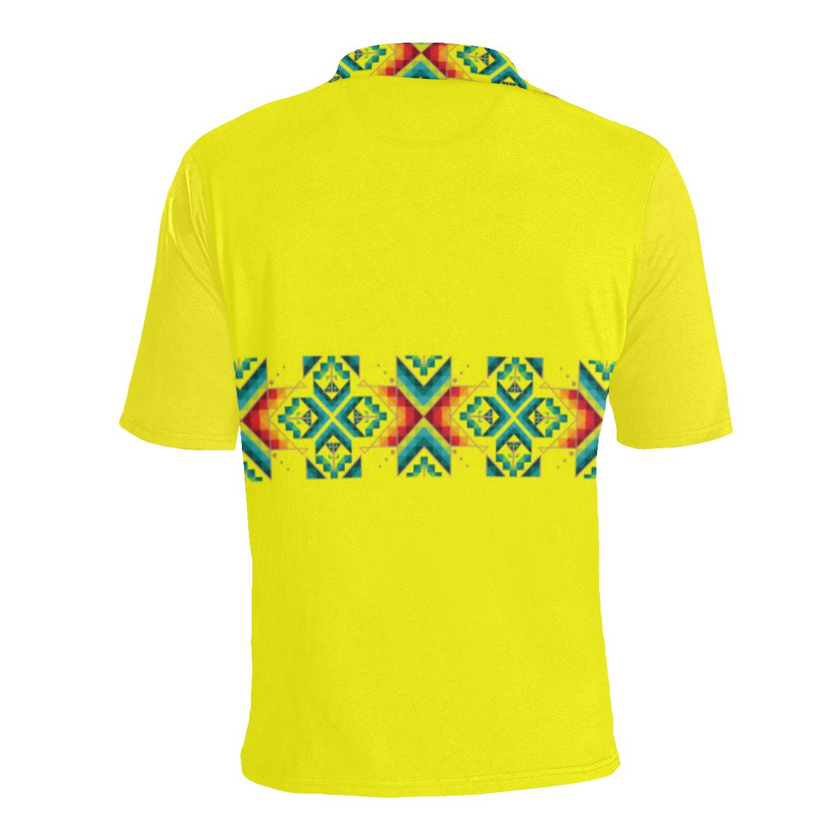Yellow Blanket Strip - I Men's All Over Print Polo Shirt (Model T55) Men's Polo Shirt (Model T55) e-joyer