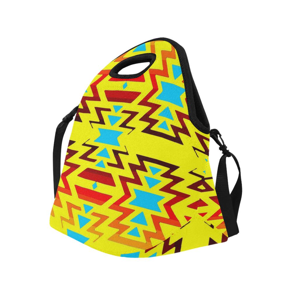 Yellow with Fire Large Insulated Neoprene Lunch Bag That Replaces Your Purse (Model 1669) Neoprene Lunch Bag/Large (1669) e-joyer