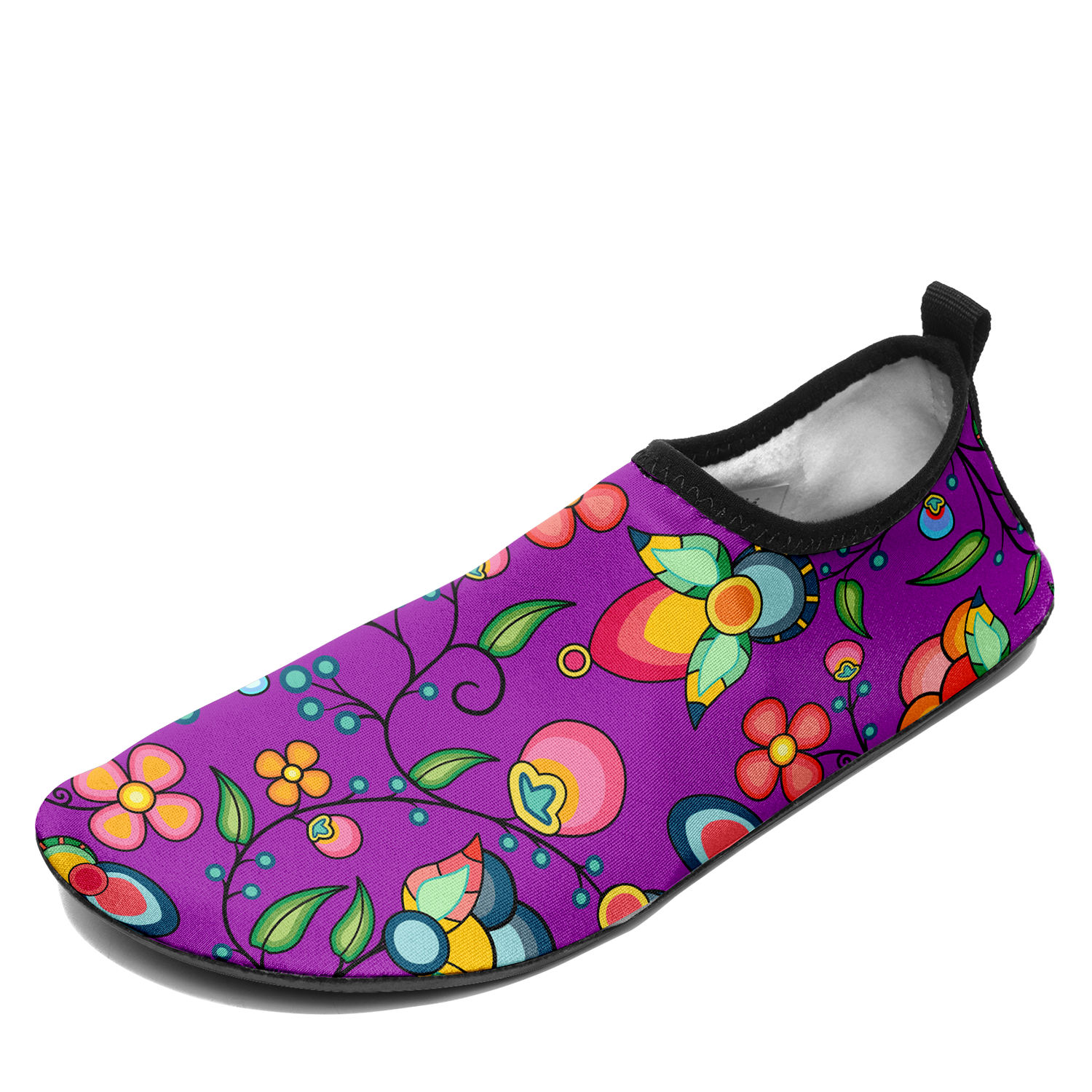 Floral Bounty Purple Kid's Sockamoccs Slip On Shoes