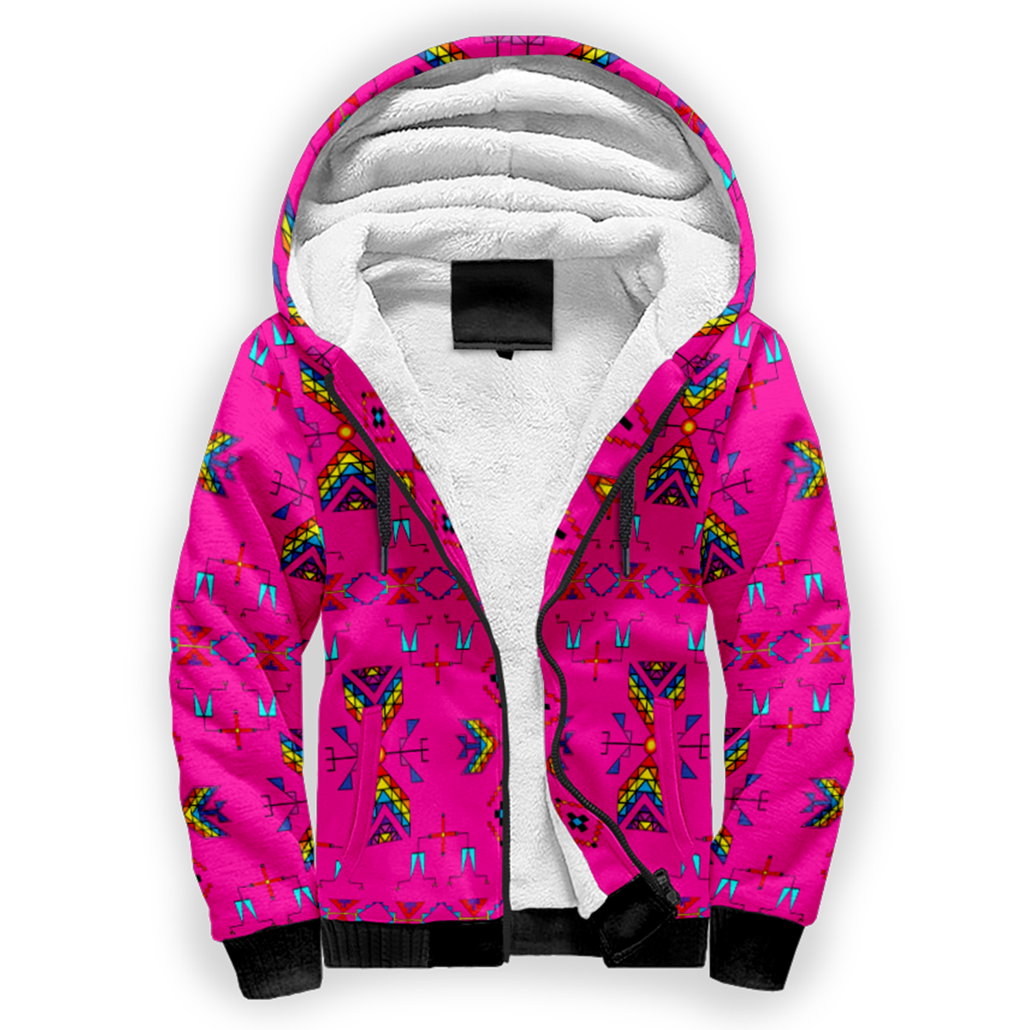 Rainy Chief Rainbow Hot Pink Sherpa Hoodie