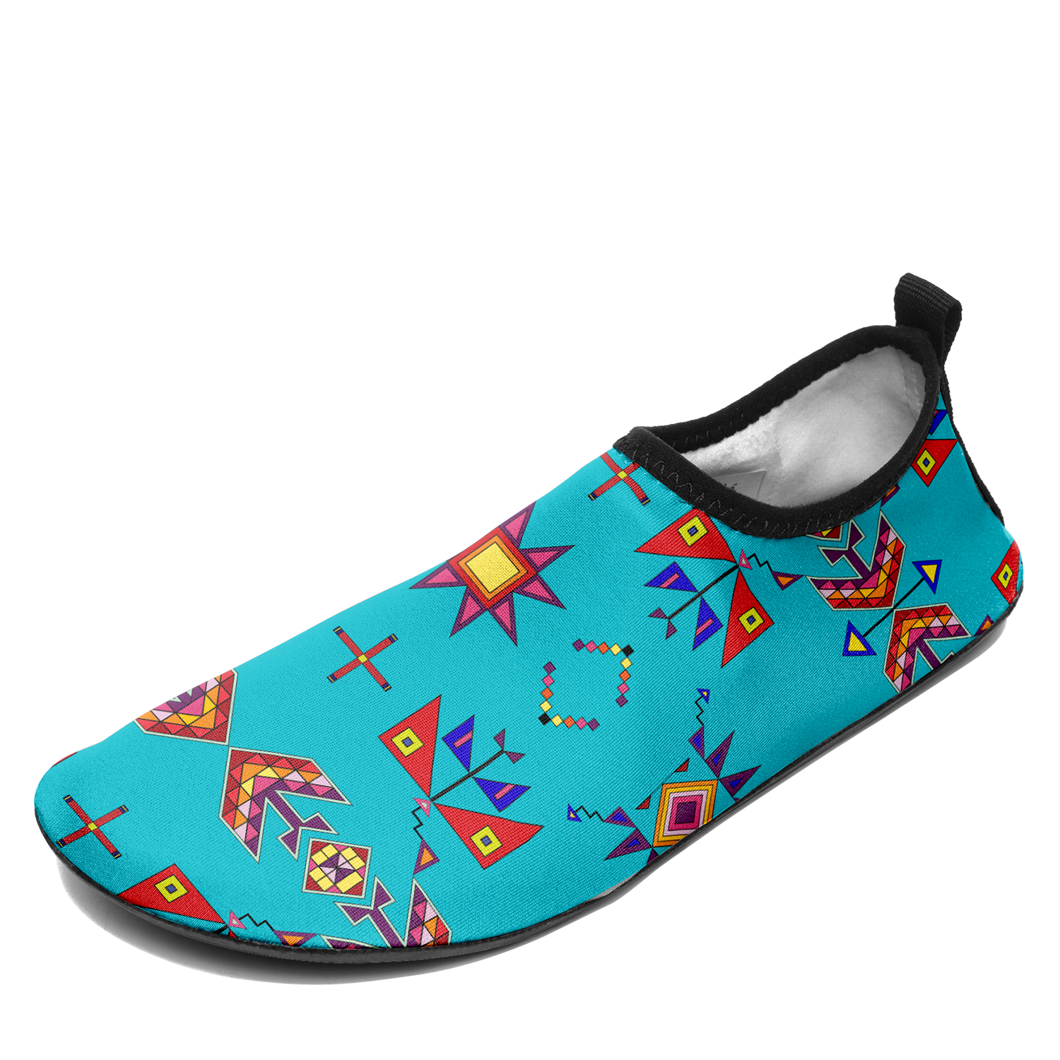 Scattered Generations Turquoise Kid's Sockamoccs Slip On Shoes