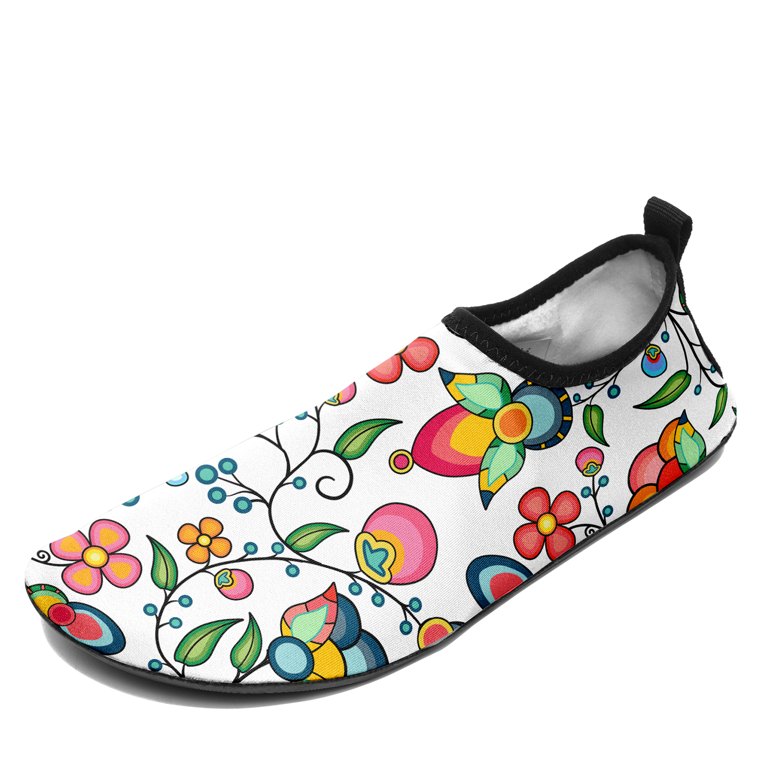 Floral Bounty White Kid's Sockamoccs Slip On Shoes