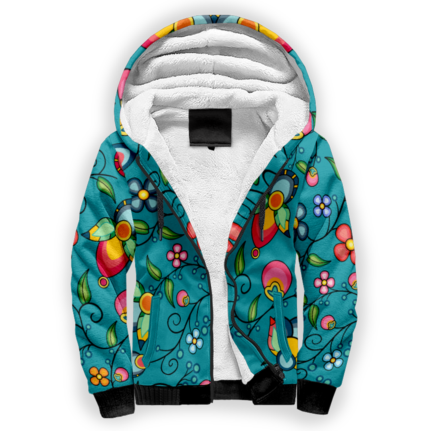 Floral Bounty Teal Sherpa Hoodie