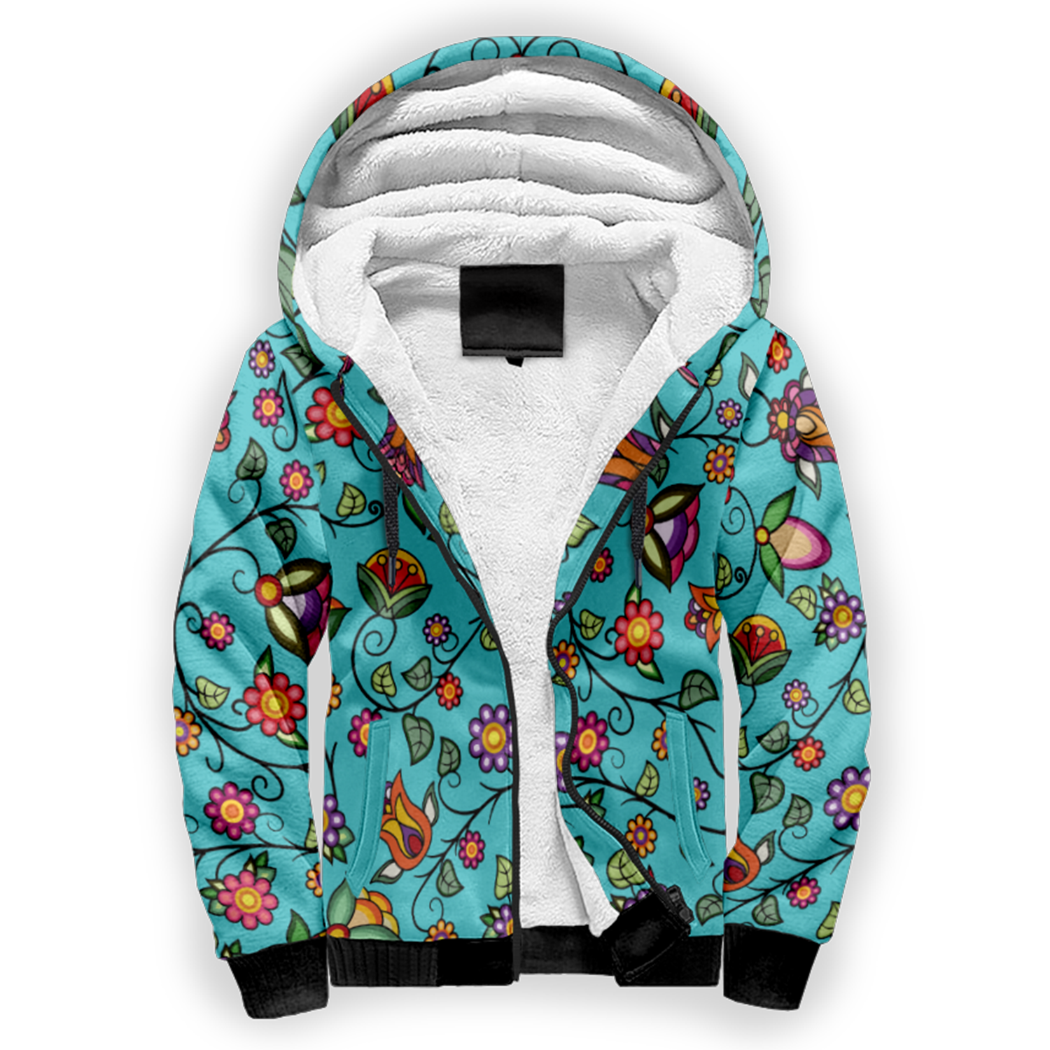 Heartbeat Petals Turquoise Sherpa Hoodie