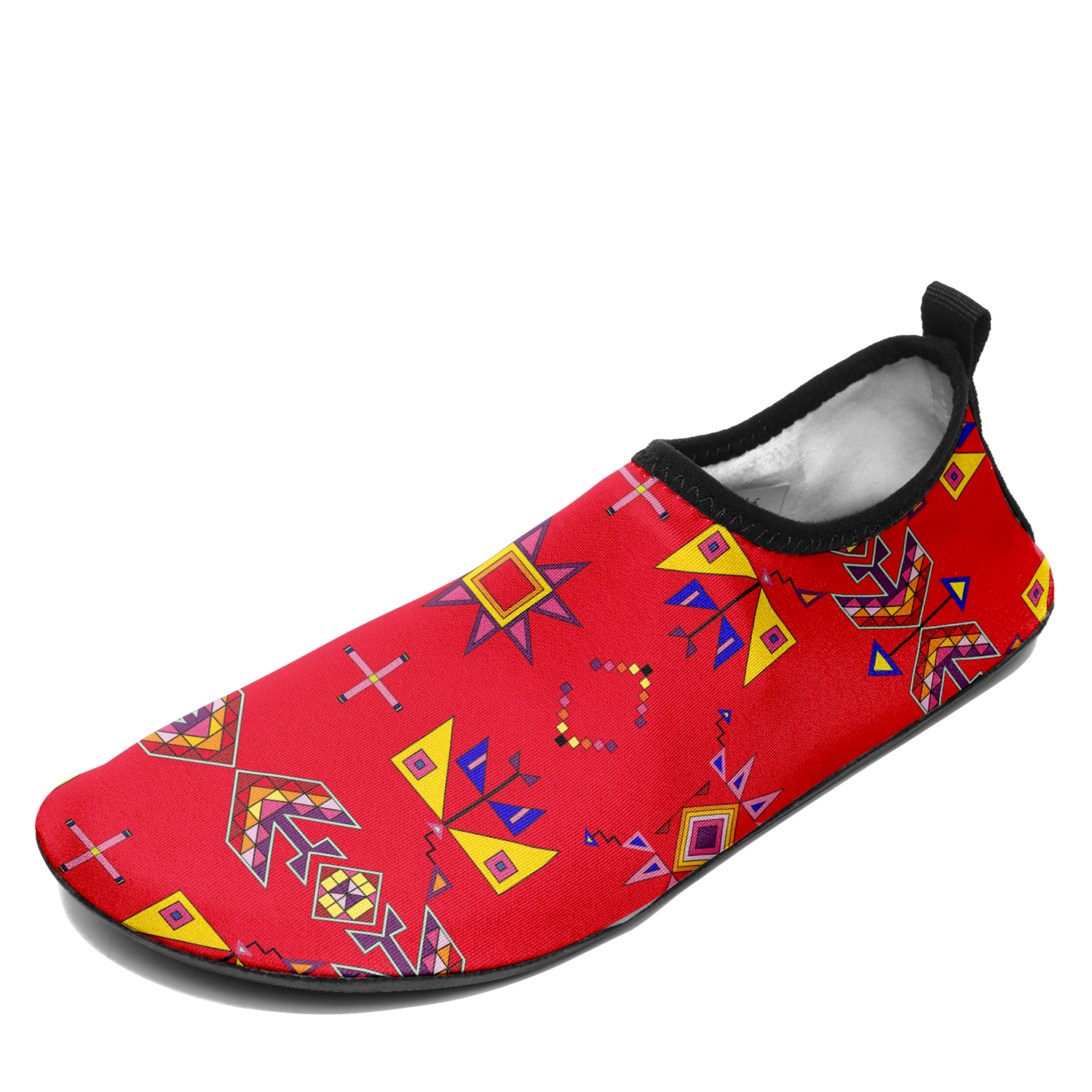 Scattered Generations Red Kid's Sockamoccs Slip On Shoes