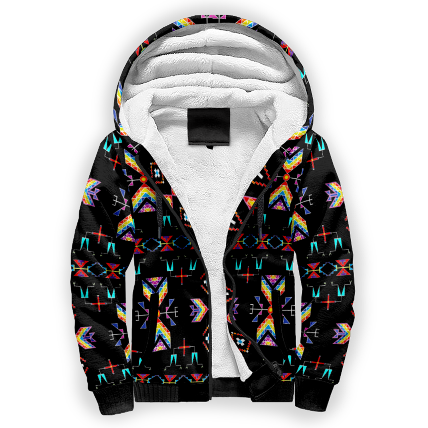 Rainy Chief Rainbow Black Sherpa Hoodie