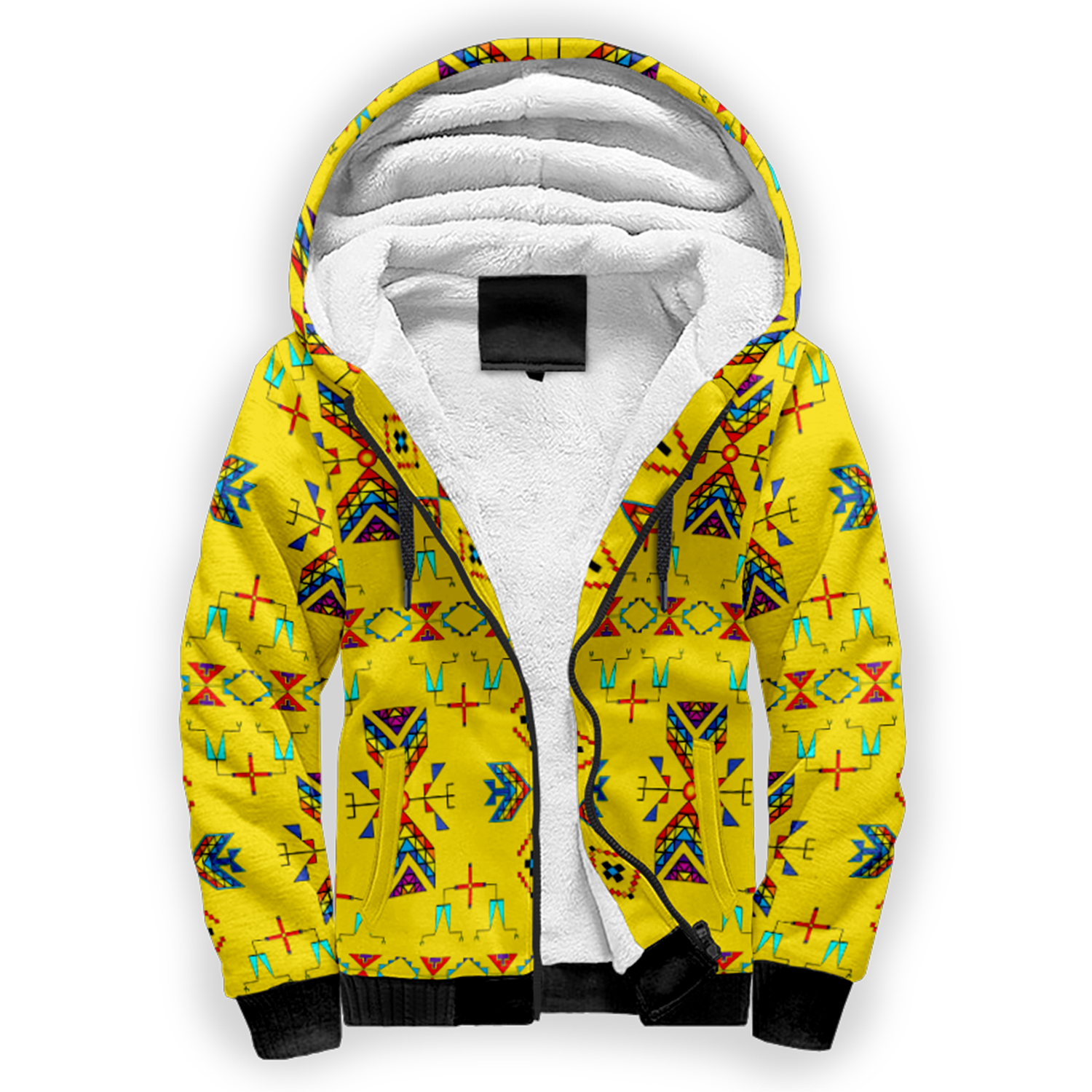 Rainy Chief Rainbow Yellow Sherpa Hoodie