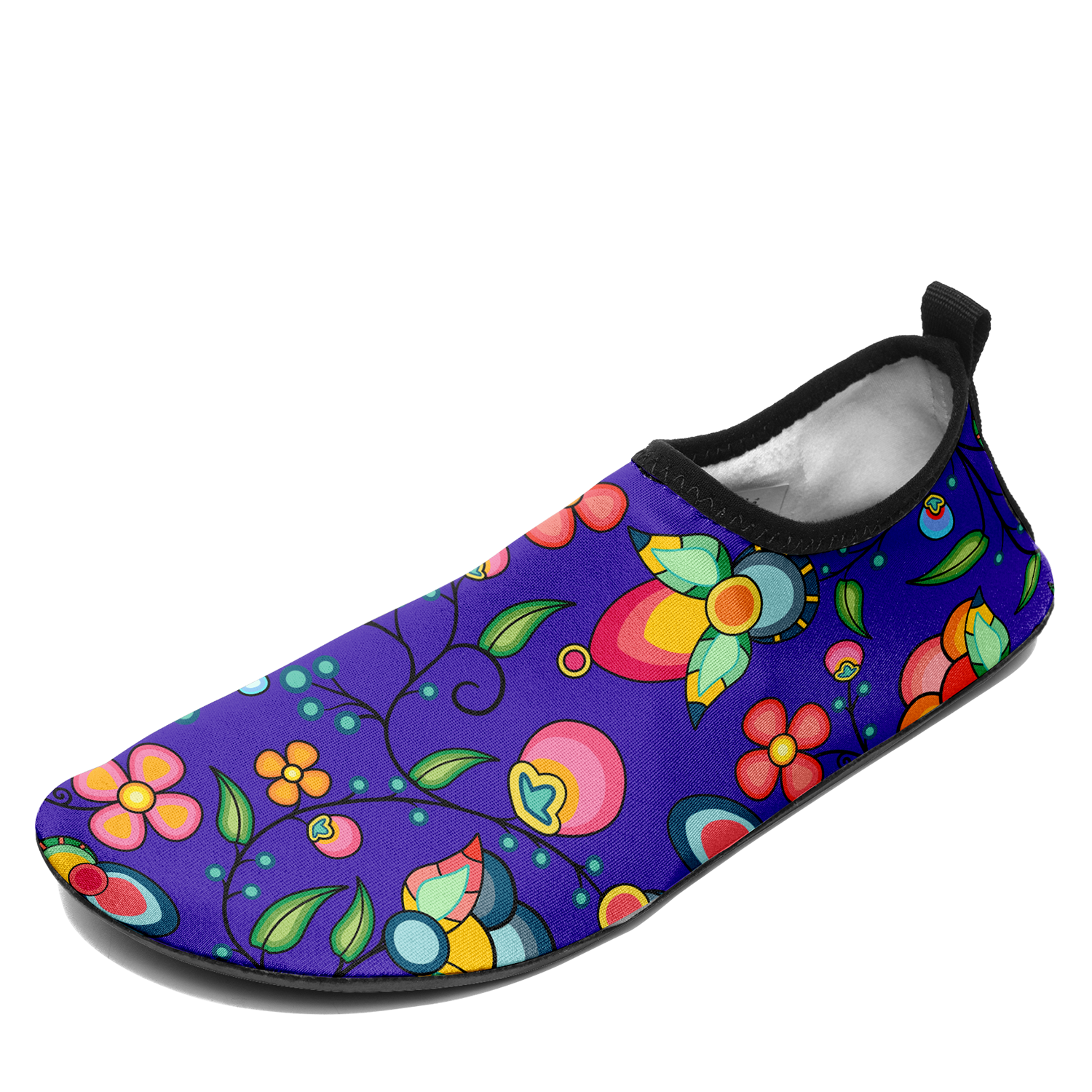 Floral Bounty Blue Kid's Sockamoccs Slip On Shoes