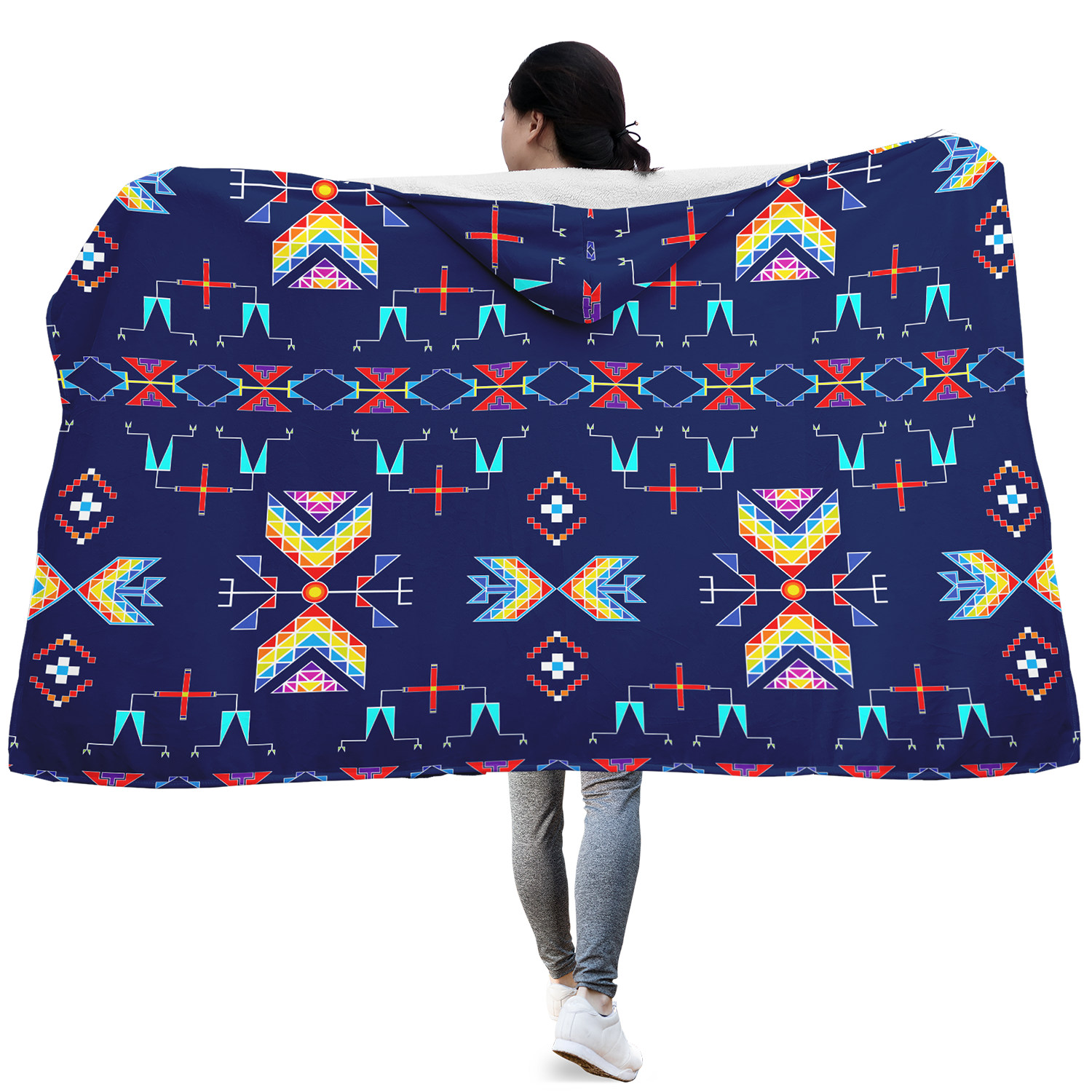 Rainy Chief Rainbow Night Lake Hooded Blanket