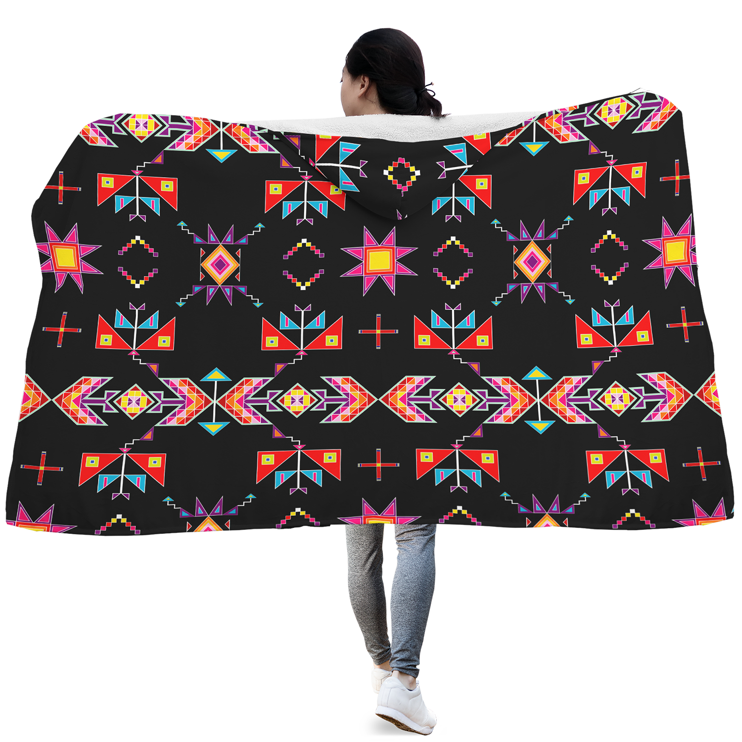 Scattered Generations Black Hooded Blanket