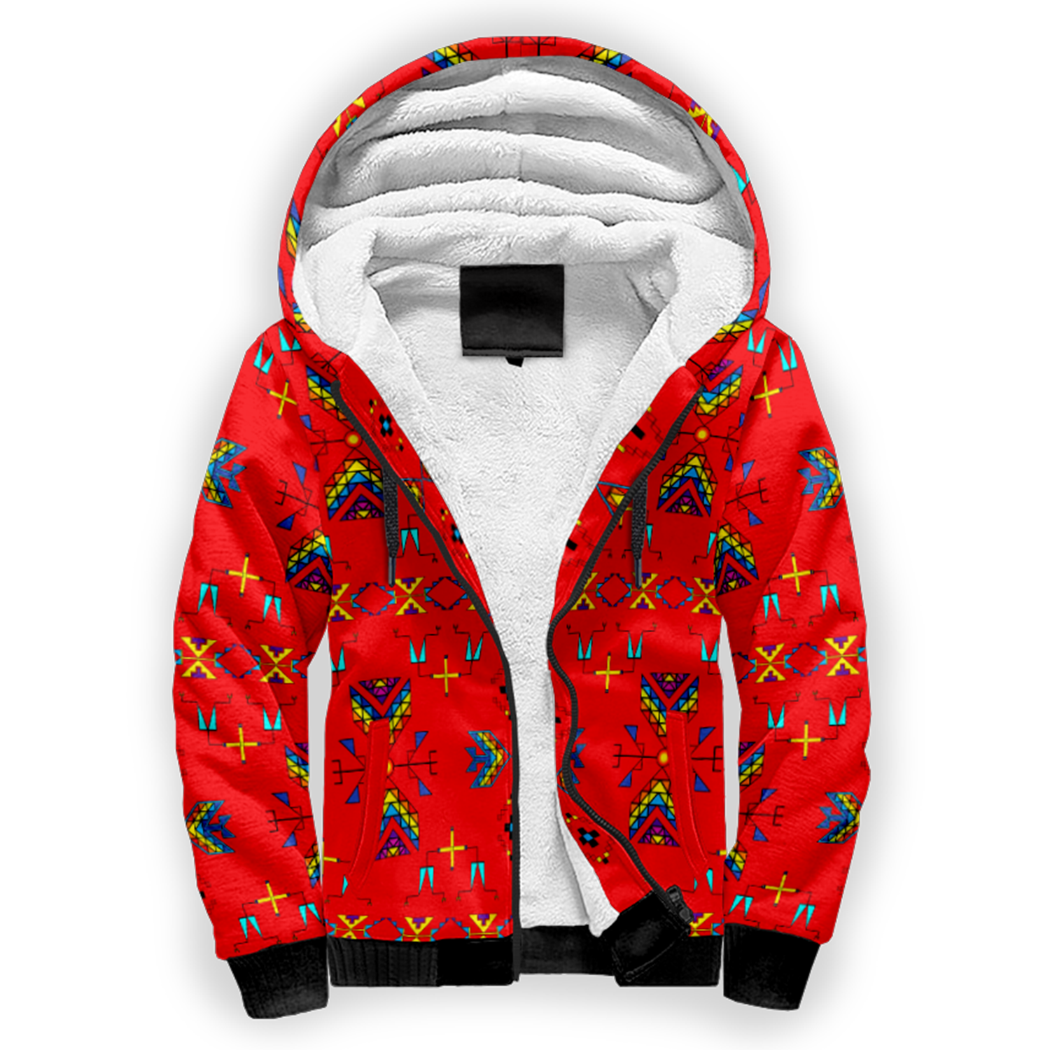 Rainy Chief Rainbow Red Sherpa Hoodie