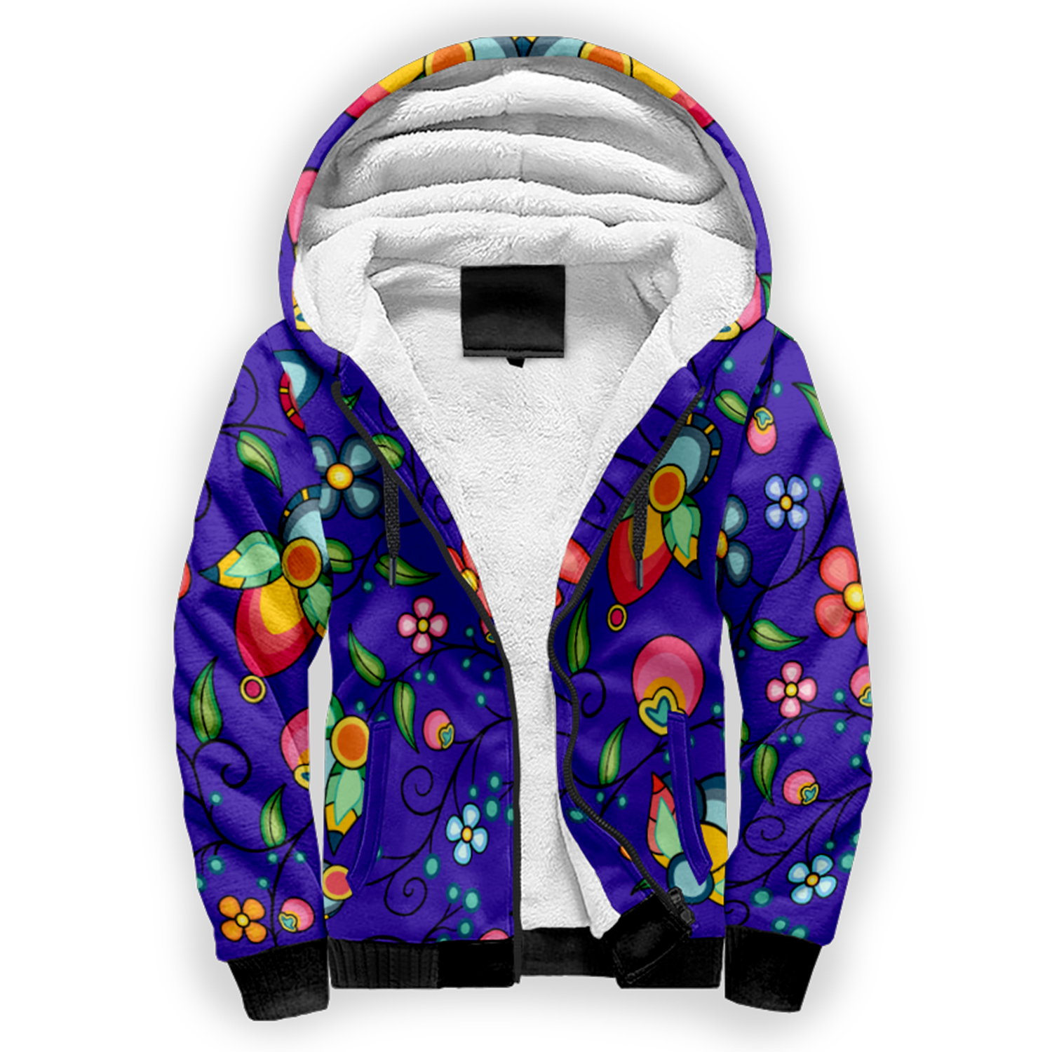 Floral Bounty Blue Sherpa Hoodie