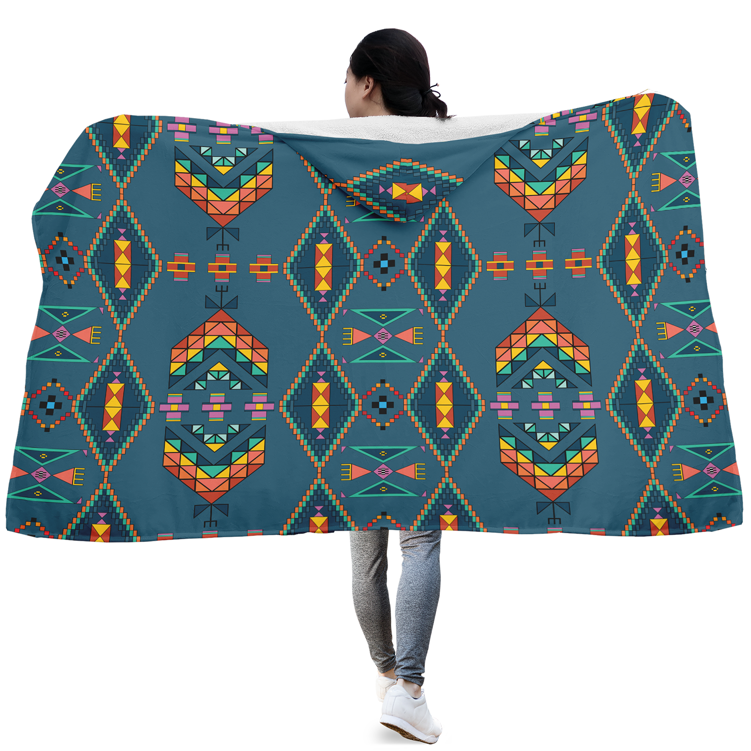 Travois Tipi Deep Lake Hooded Blanket