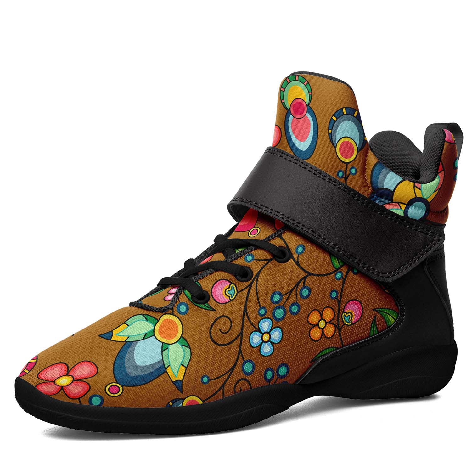 Floral Bounty Fall Leaves Ipottaa Basketball / Sport High Top Shoes - Black Sole