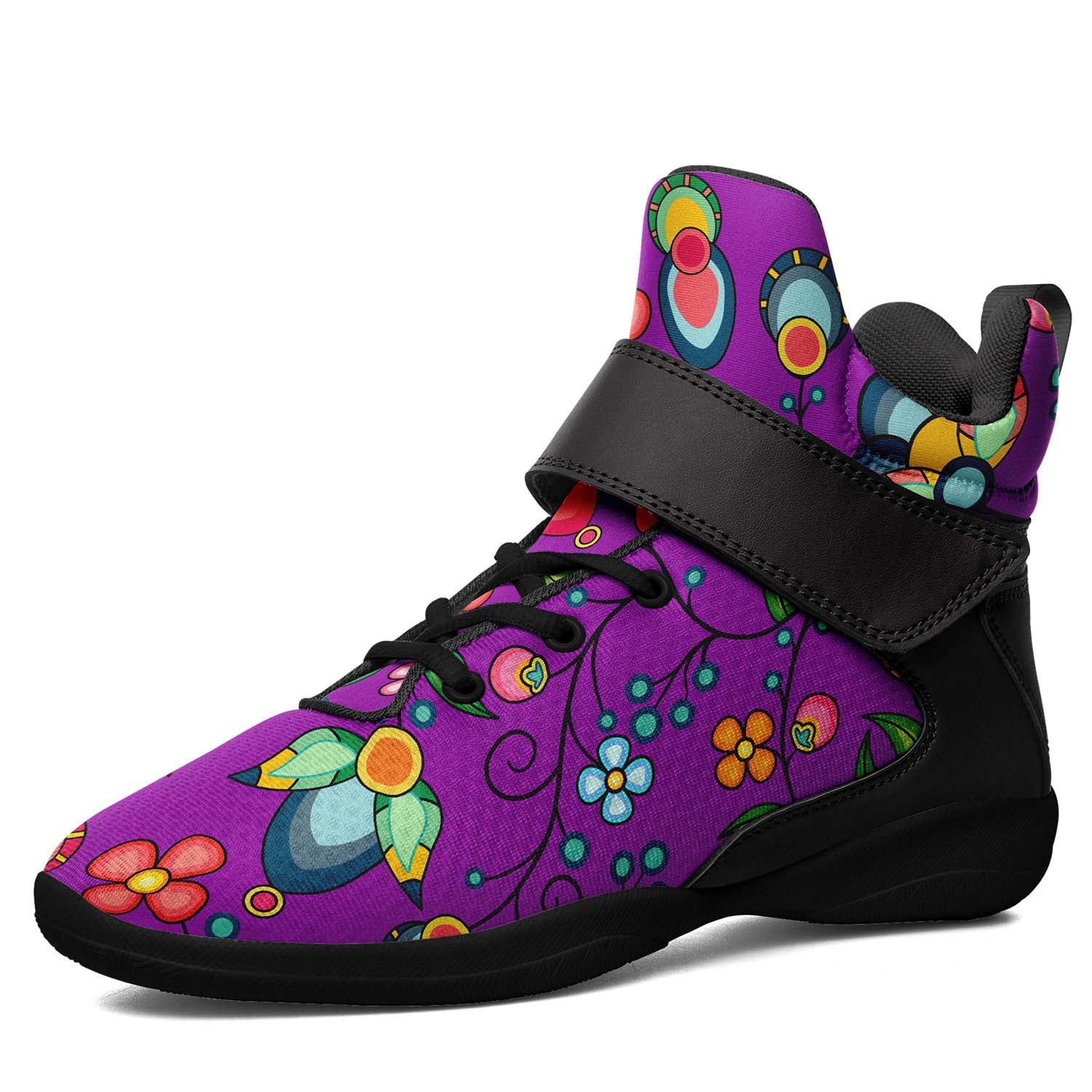 Floral Bounty Purple Ipottaa Basketball / Sport High Top Shoes - Black Sole