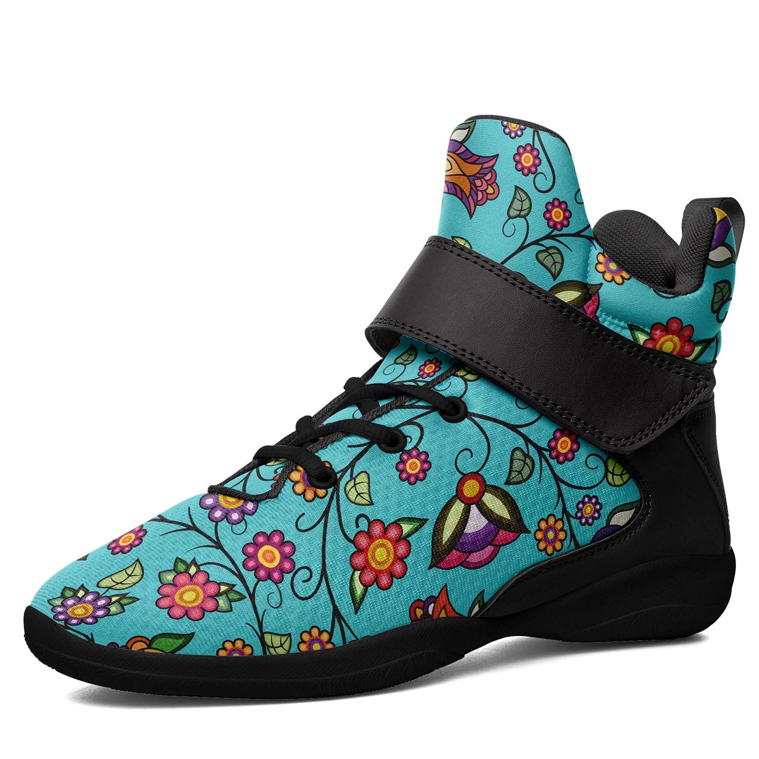 Heartbeat Petals Turquoise Ipottaa Basketball / Sport High Top Shoes - Black Sole