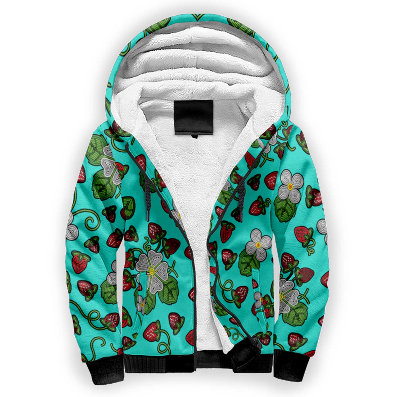 Strawberry Dreams Turquoise Sherpa Hoodie