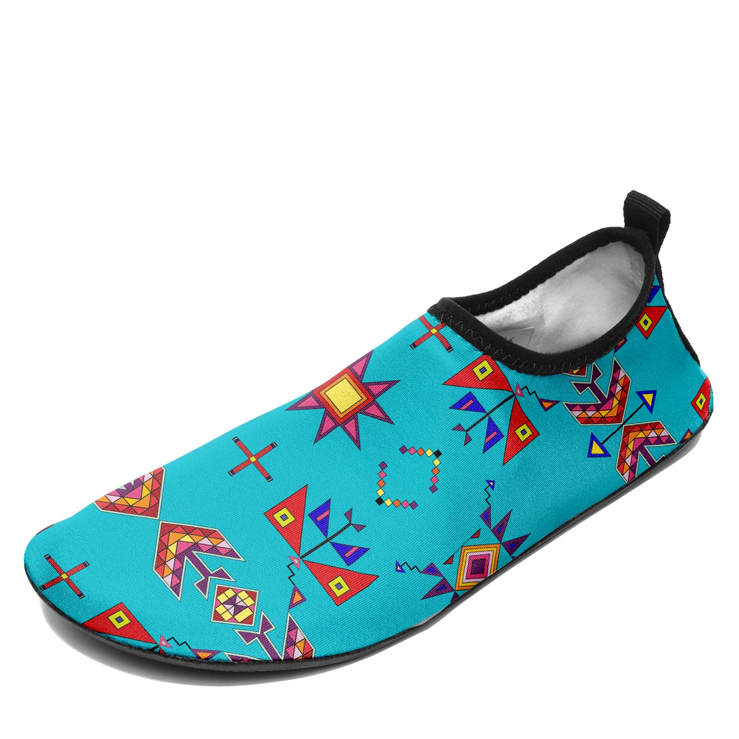 Scattered Generations Turquoise Kid's Sockamoccs Slip On Shoes