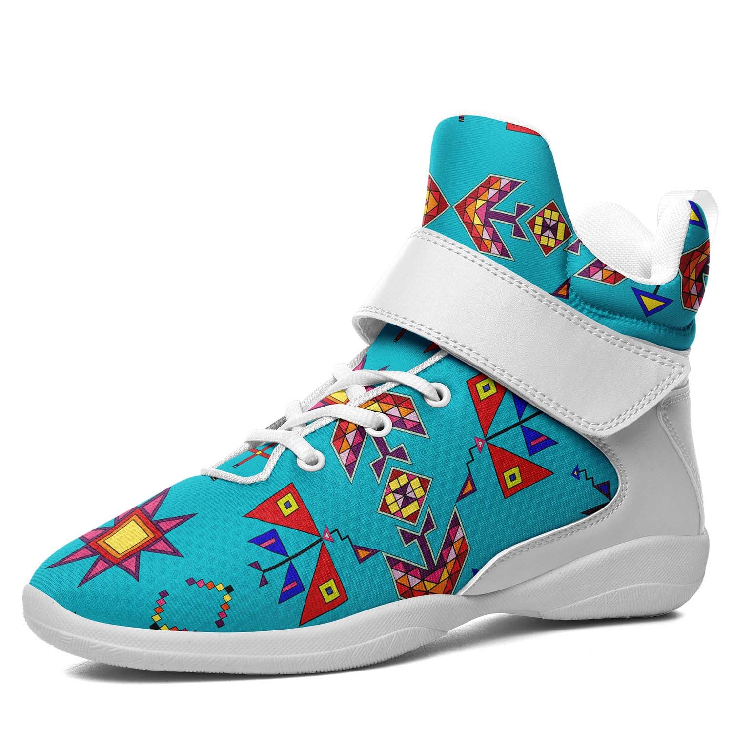 Scattered Generations Turquoise Ipottaa Basketball / Sport High Top Shoes - White Sole