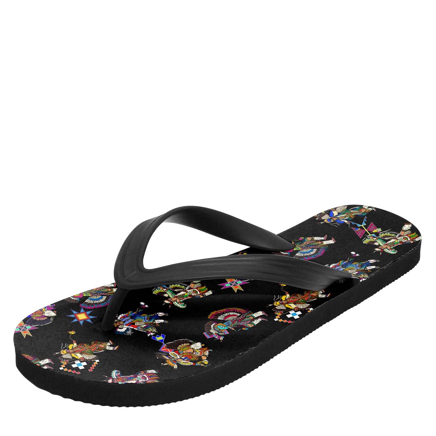 Men's Fancy Dancer Black Flip Flops