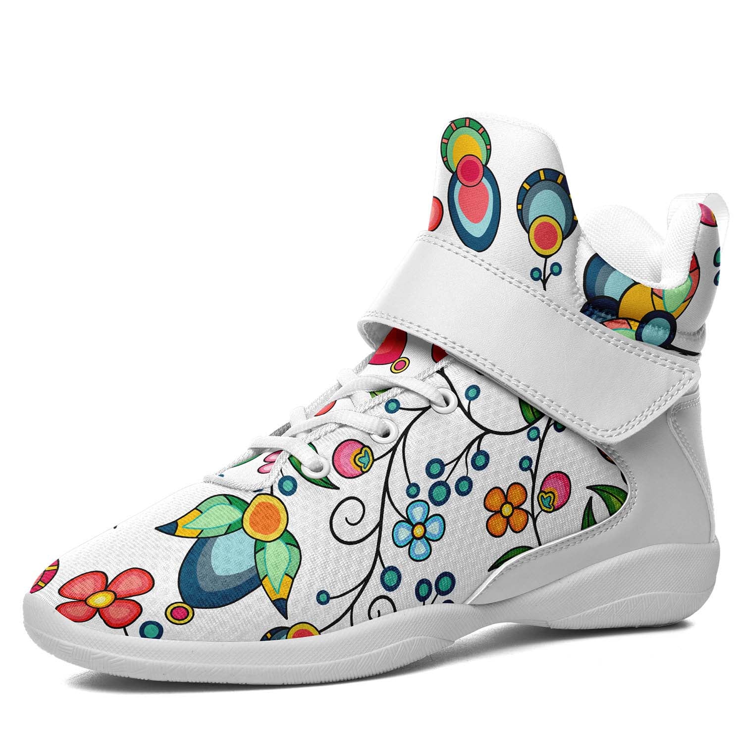 Floral Bounty White Ipottaa Basketball / Sport High Top Shoes - White Sole