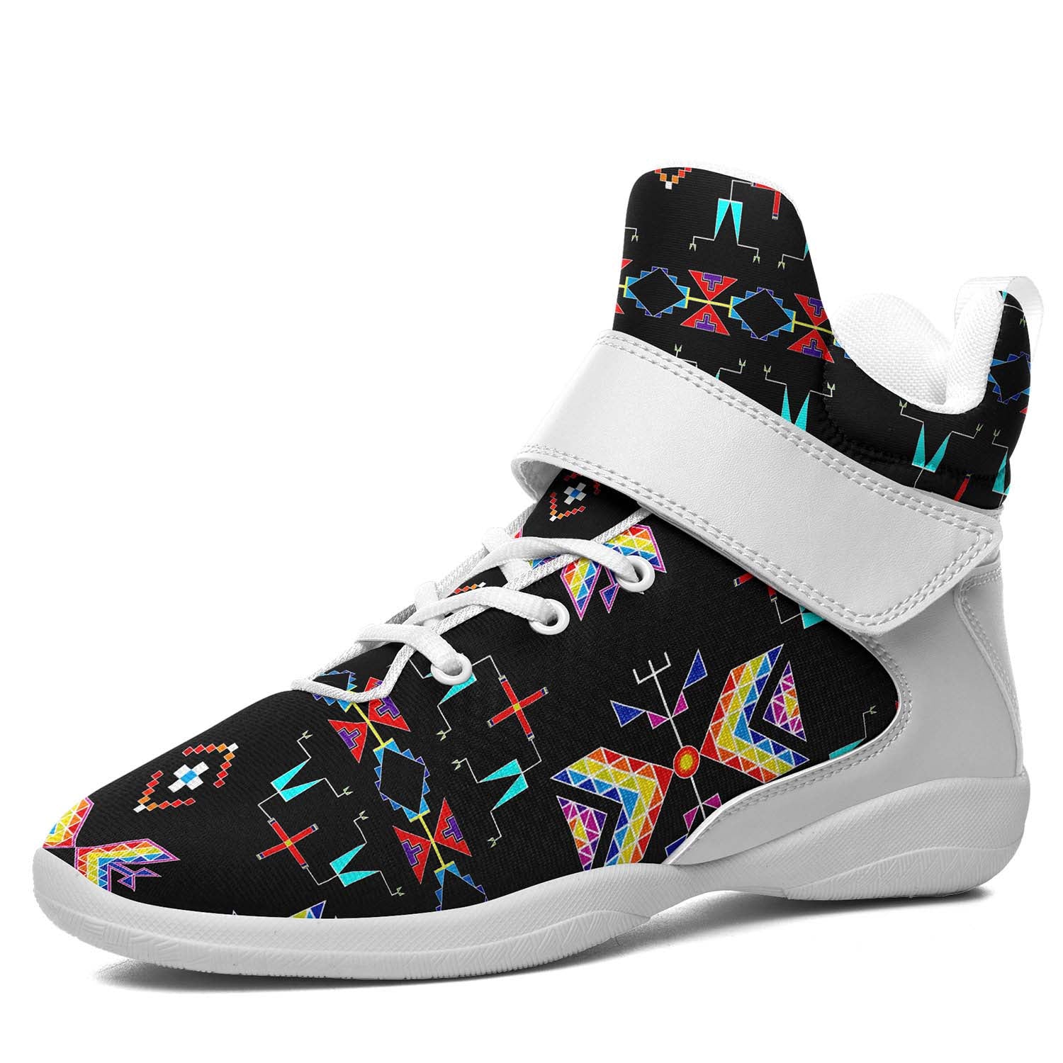 Rainy Chief Rainbow Black Ipottaa Basketball / Sport High Top Shoes - White Sole