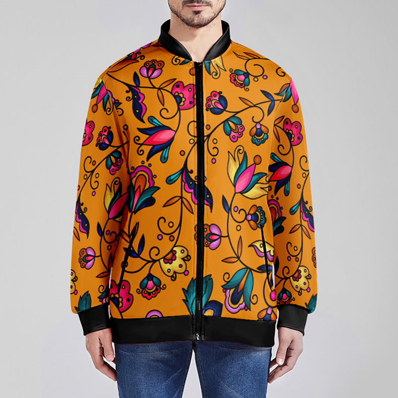 Copper Prairie Petals Orange Youth Zippered Collared Lightweight Jacket