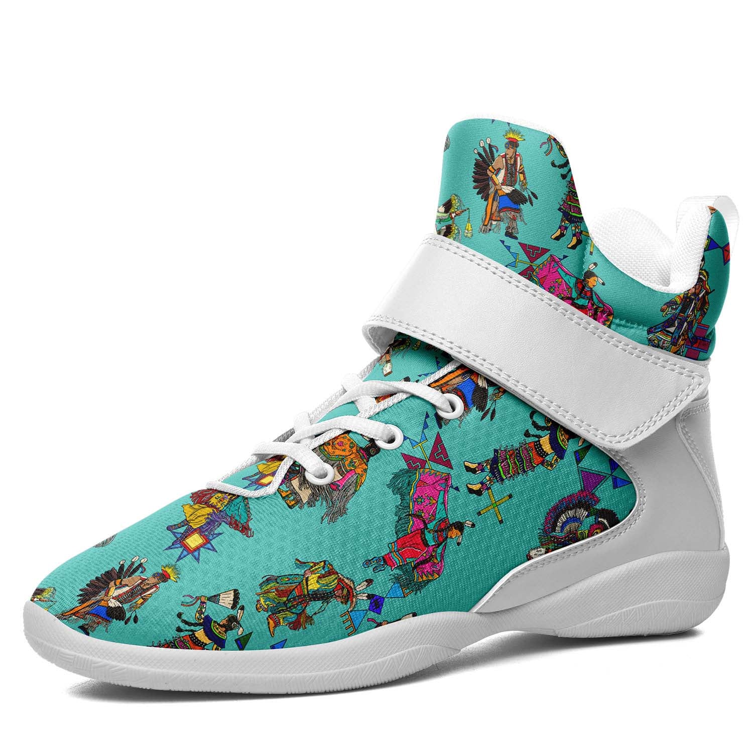 Grand Entry Dancers Eggshell Blue Ipottaa Basketball / Sport High Top Shoes - White Sole