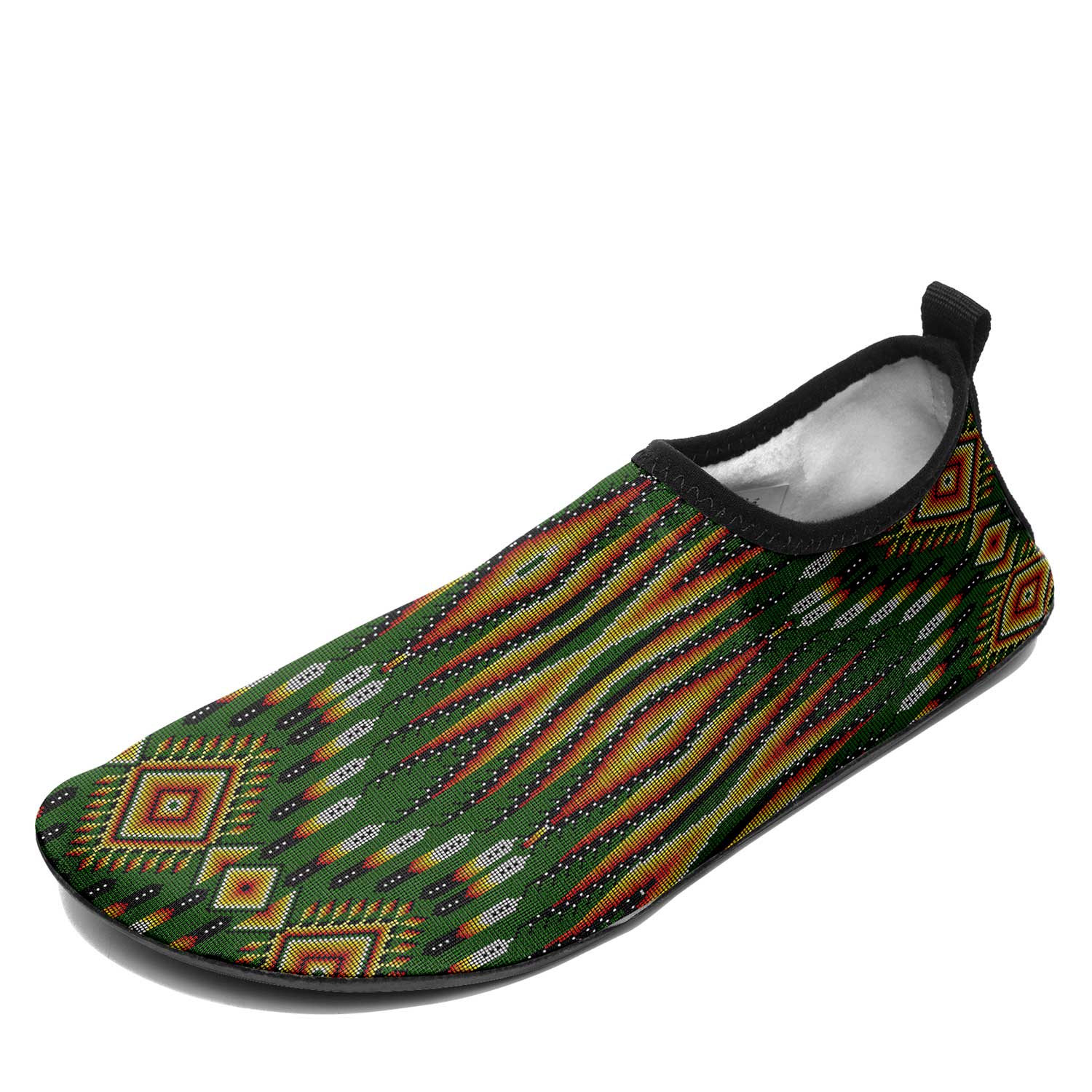 Fire Feather Green Kid's Sockamoccs Slip On Shoes
