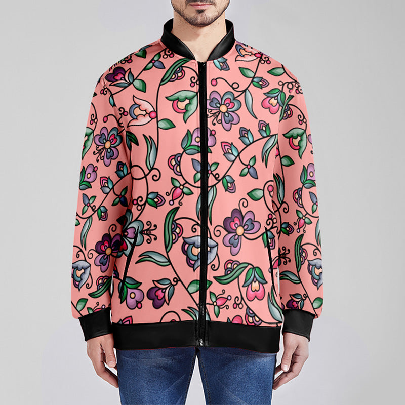 Amber Evening Garland Peach Youth Zippered Collared Lightweight Jacket