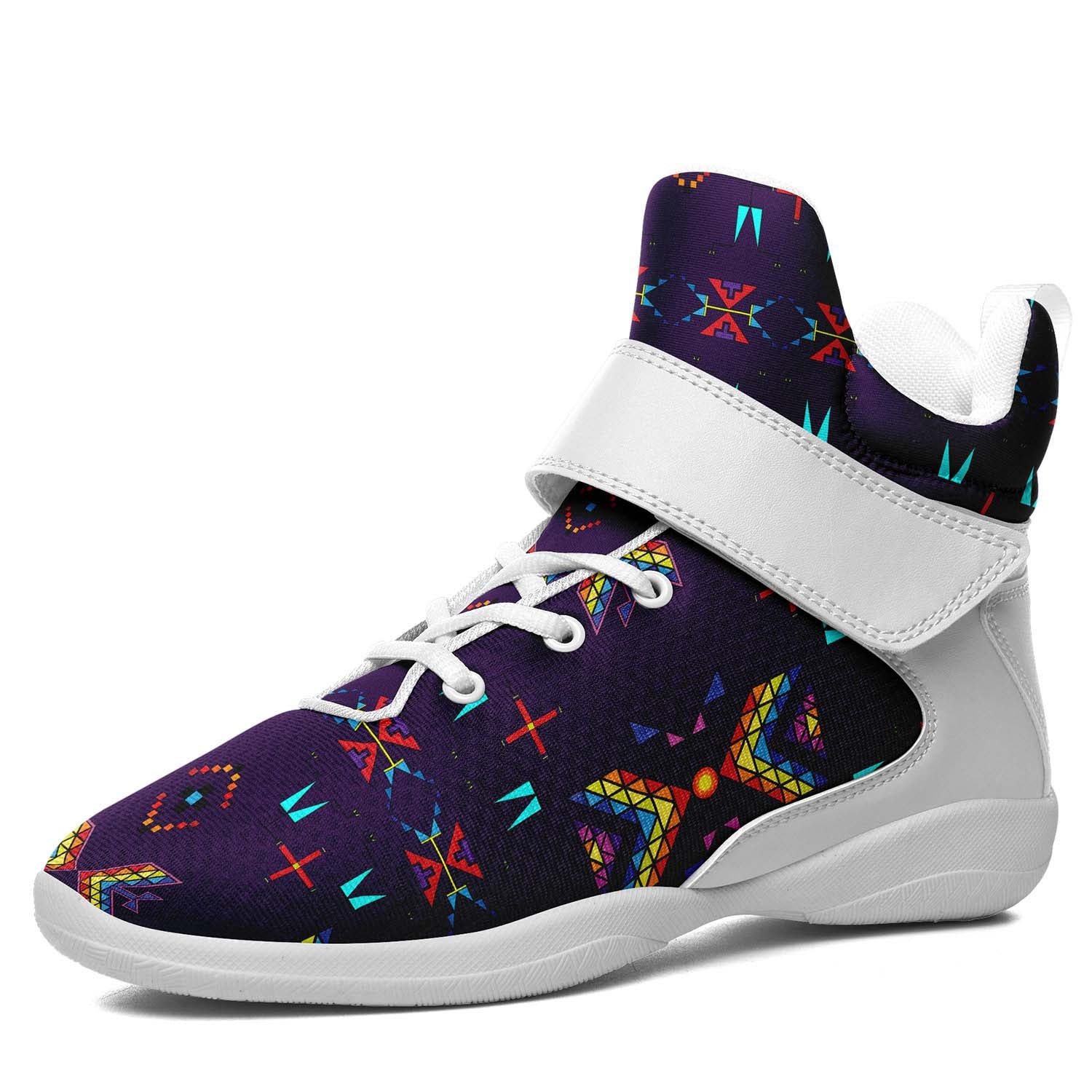 Rainy Chief Rainbow Dark Purple Ipottaa Basketball / Sport High Top Shoes - White Sole