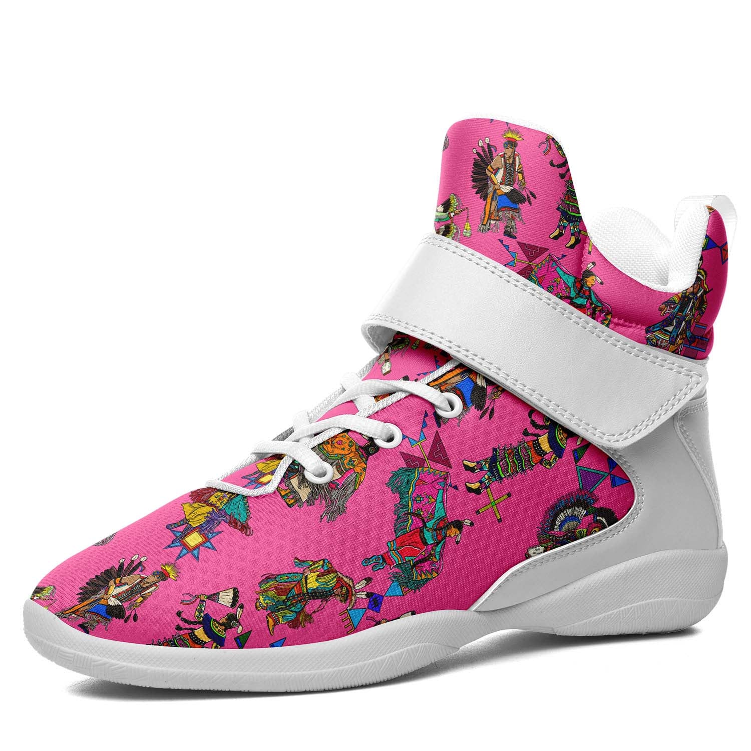 Grand Entry Dancer Pink Ipottaa Basketball / Sport High Top Shoes - White Sole