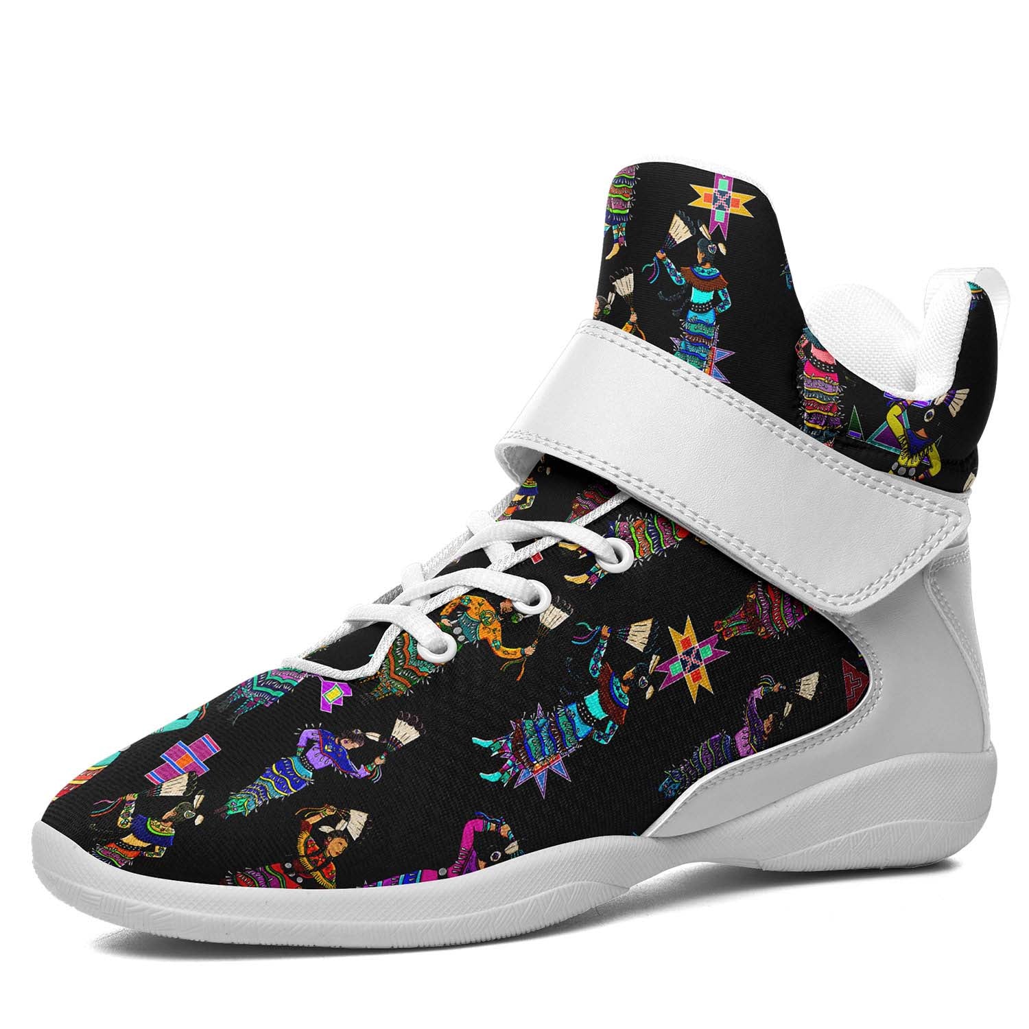 Women's Jingle Dancers Black Ipottaa Basketball / Sport High Top Shoes - White Sole