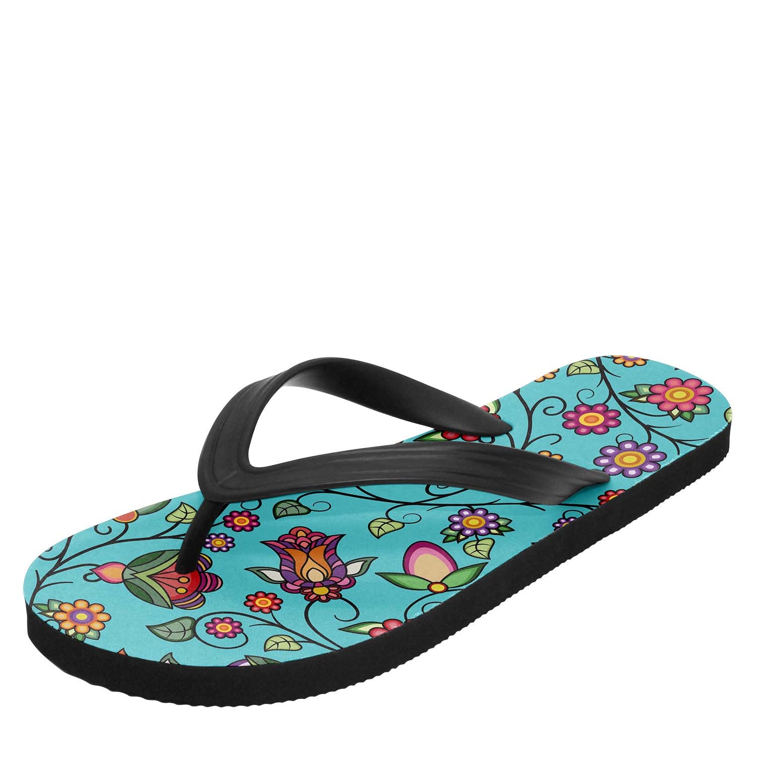 Heartbeat Petals Turquoise Flip Flops